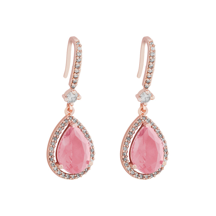 Teejh Radianz Rosegold Pink Stone Earrings