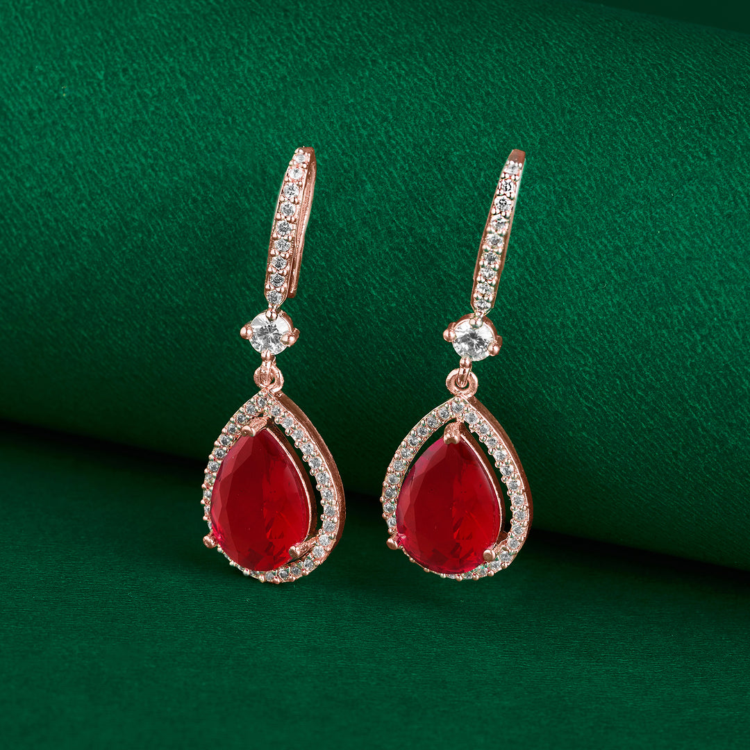 Teejh Radianz Rosegold Red Stone Earrings