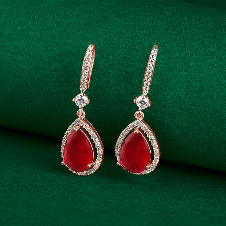 Teejh Radianz Rosegold Red Stone Earrings