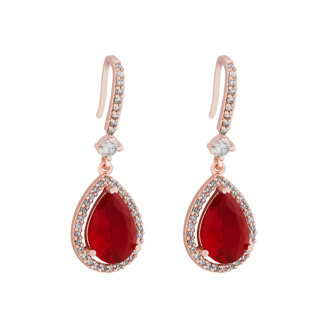 Teejh Radianz Rosegold Red Stone Earrings