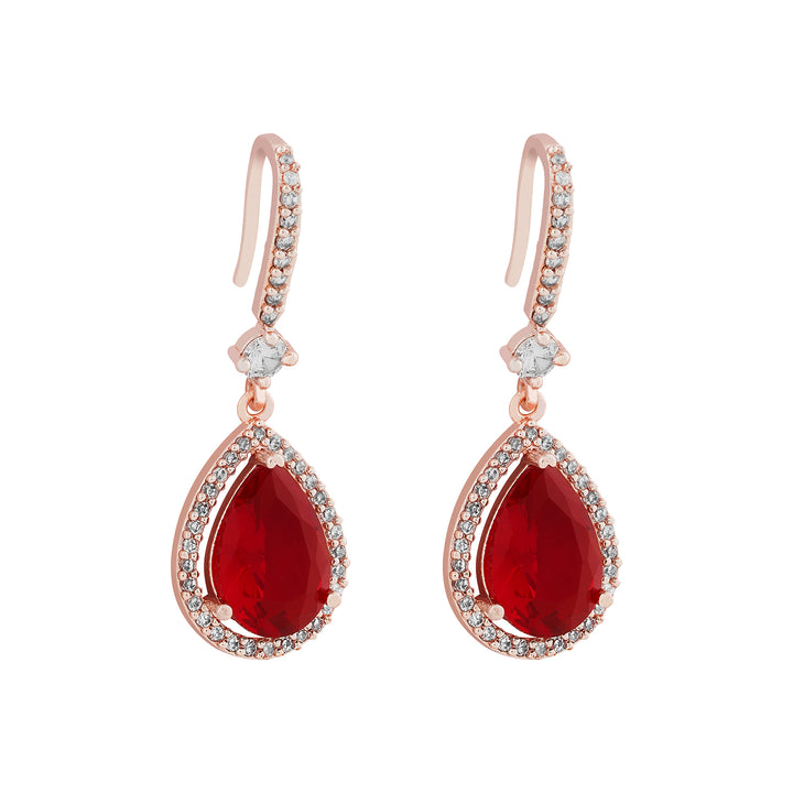 Teejh Radianz Rosegold Red Stone Earrings