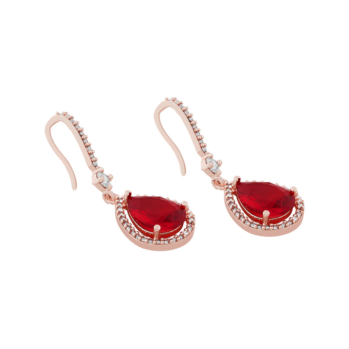 Teejh Radianz Rosegold Red Stone Earrings