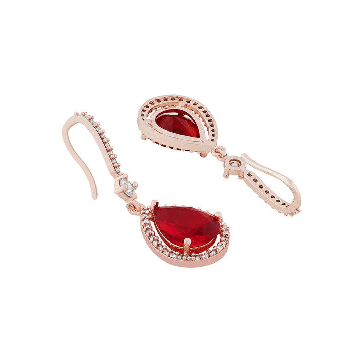 Teejh Radianz Rosegold Red Stone Earrings