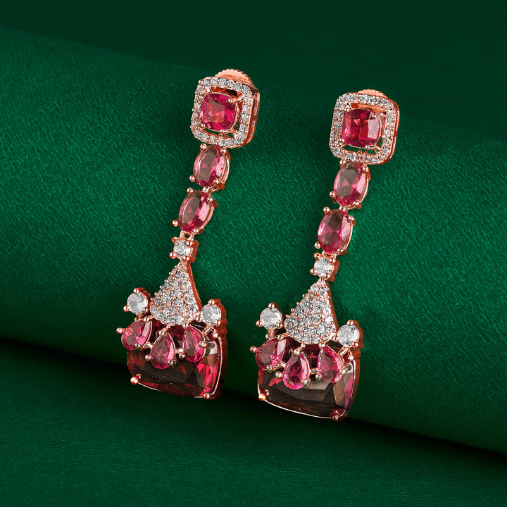 Teejh Zircaa Rosegold and Ruby Earrings