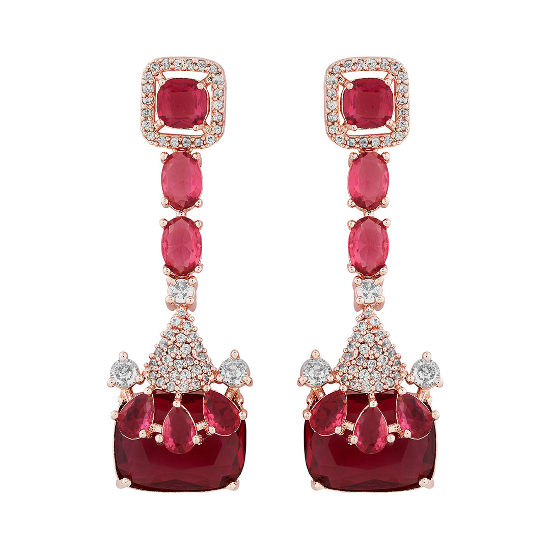 Teejh Zircaa Rosegold and Ruby Earrings