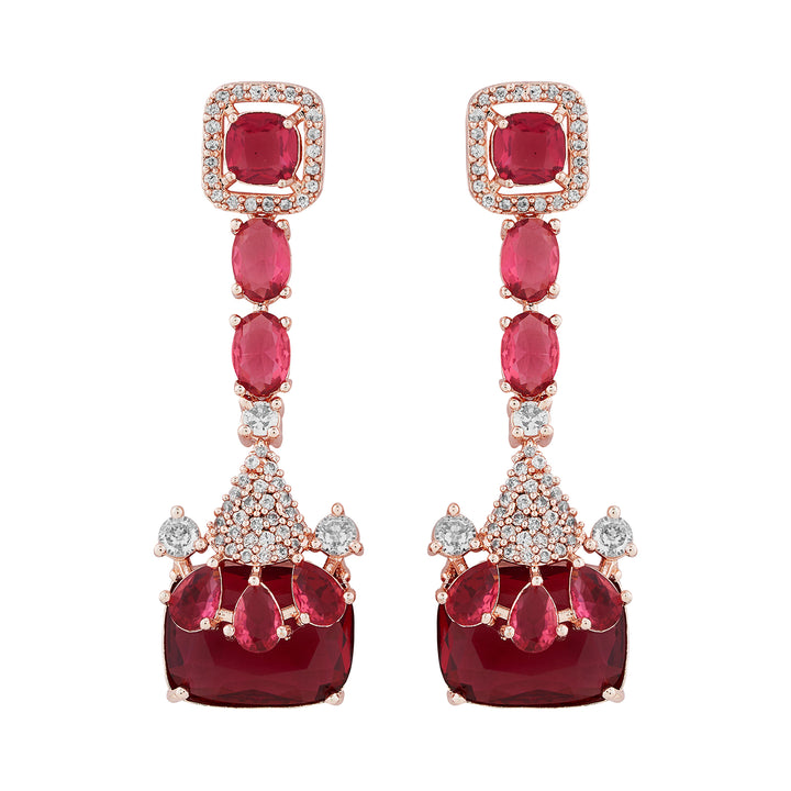 Teejh Zircaa Rosegold and Ruby Earrings