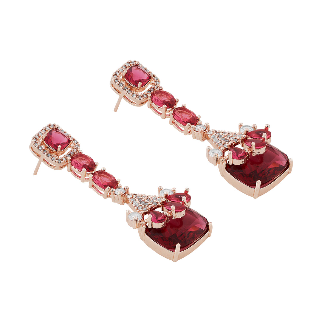 Teejh Zircaa Rosegold and Ruby Earrings