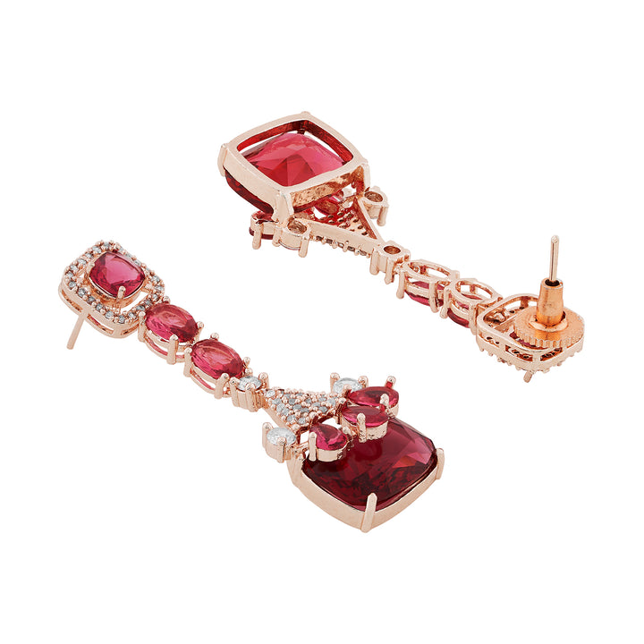 Teejh Zircaa Rosegold and Ruby Earrings