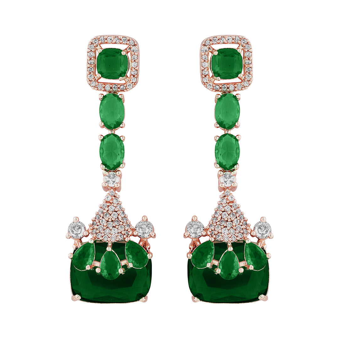 Teejh Zircaa Rosegold and Green Earrings