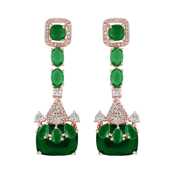 Teejh Zircaa Rosegold and Green Earrings