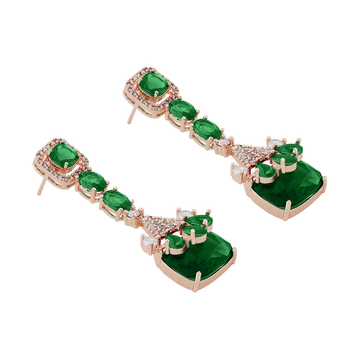 Teejh Zircaa Rosegold and Green Earrings