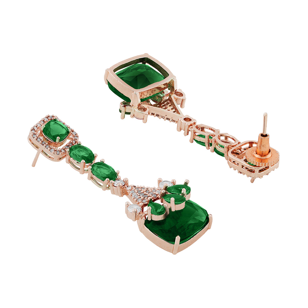 Teejh Zircaa Rosegold and Green Earrings