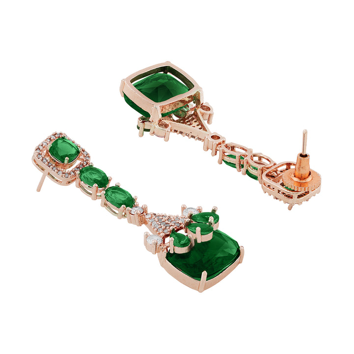Teejh Zircaa Rosegold and Green Earrings