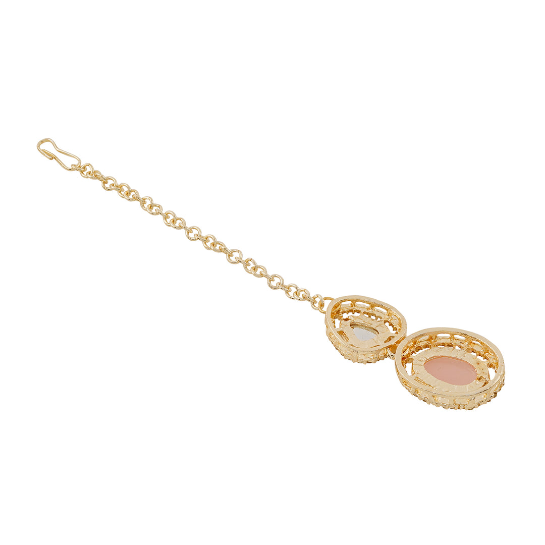 Teejh Parina Peach and Gold Necklace Set