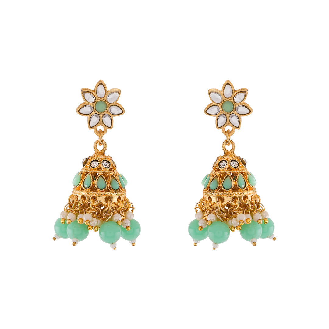 Teejh Nivisha Green and Gold Necklace Set