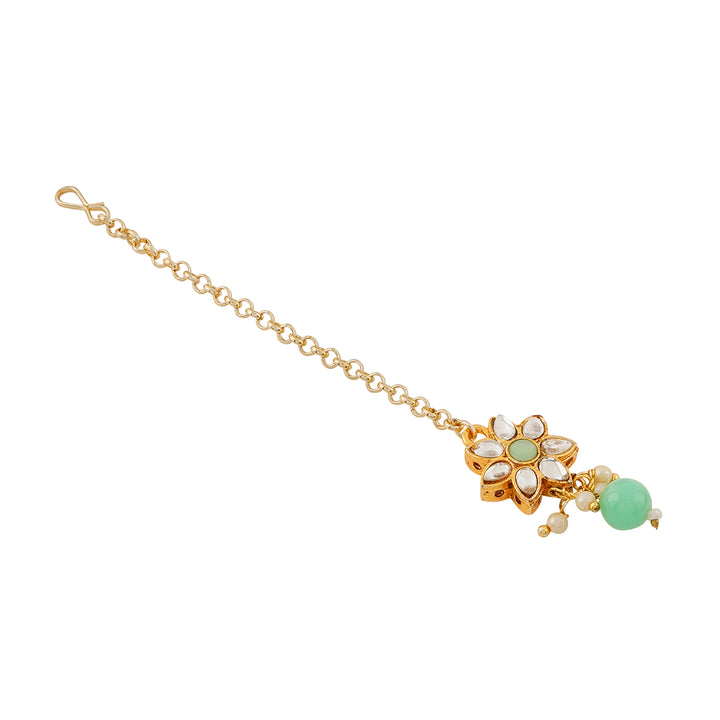 Teejh Nivisha Green and Gold Necklace Set