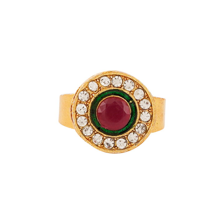 Teejh Ghazal Red and Green Gold Necklace Set