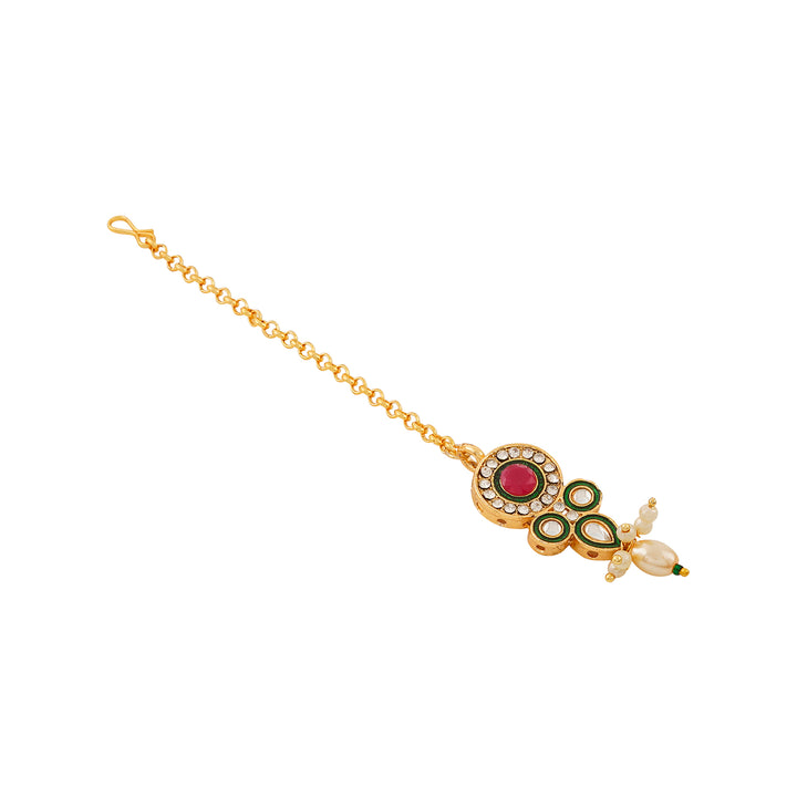 Teejh Ghazal Red and Green Gold Necklace Set