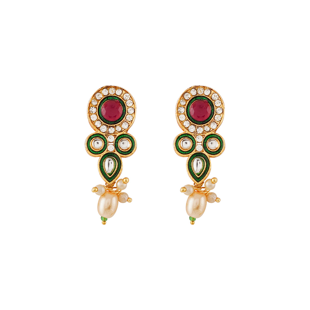 Teejh Ghazal Red and Green Gold Necklace Set
