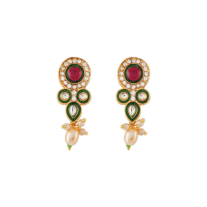 Teejh Ghazal Red and Green Gold Necklace Set