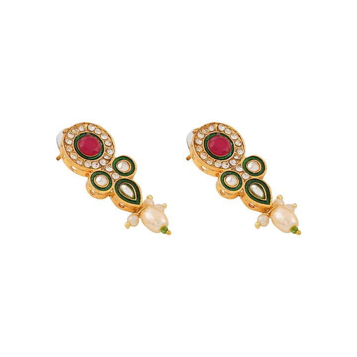 Teejh Ghazal Red and Green Gold Necklace Set