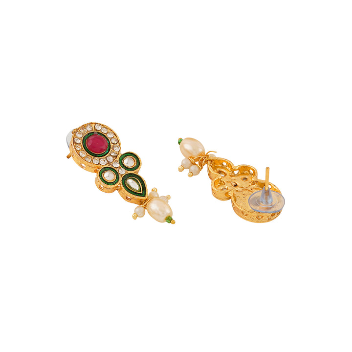 Teejh Ghazal Red and Green Gold Necklace Set