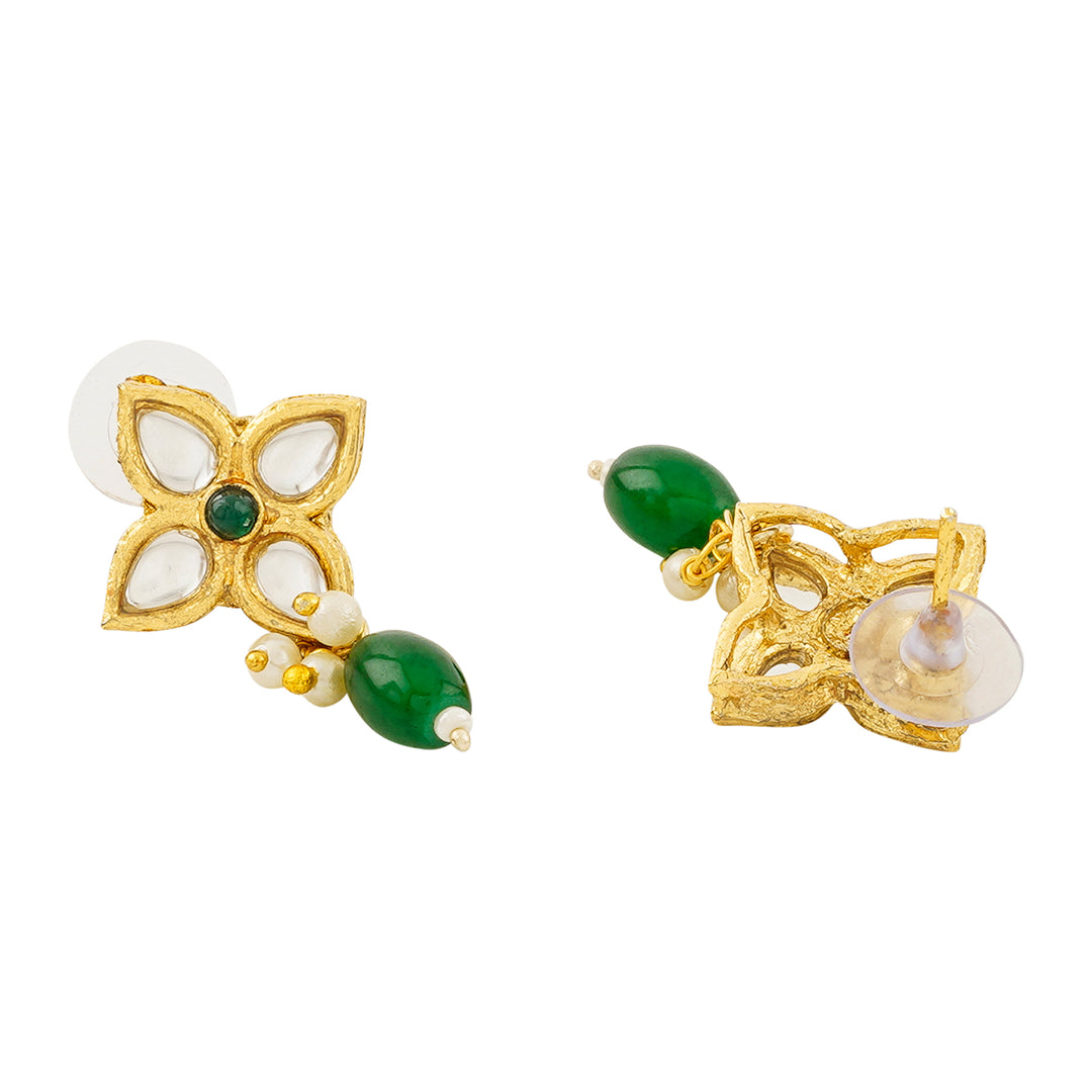 Teejh Jinal Green Stone Gold Necklace Set