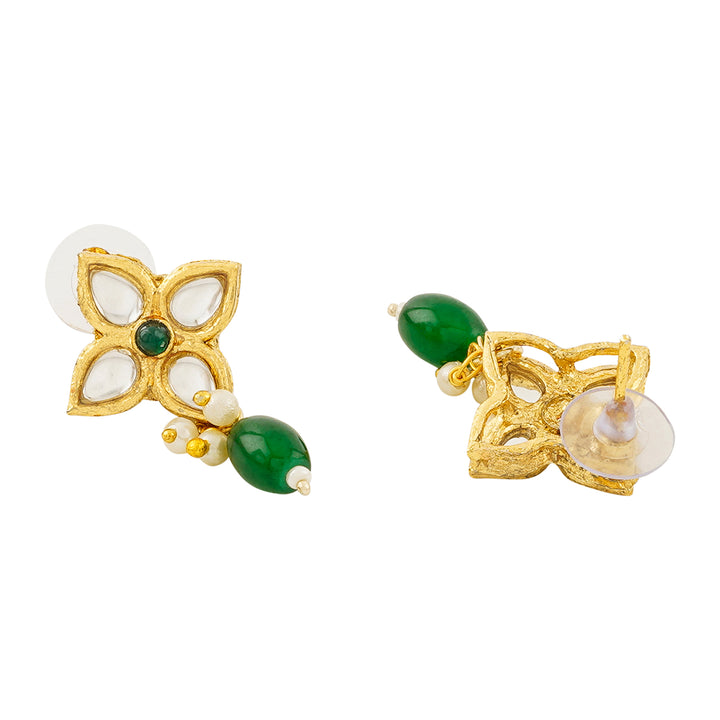 Teejh Jinal Green Stone Gold Necklace Set