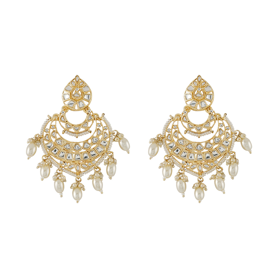Teejh Heeriye White and Gold Kundan Earring
