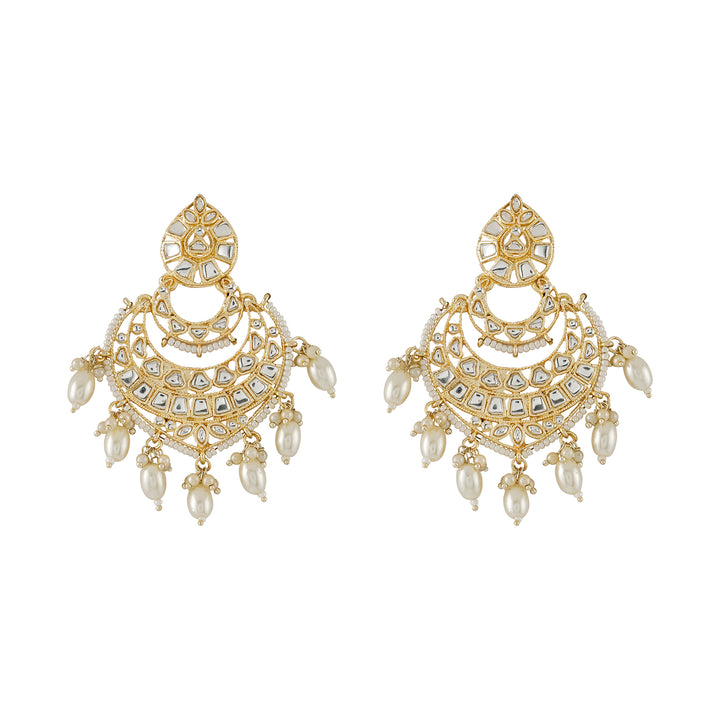 Teejh Heeriye White and Gold Kundan Earring