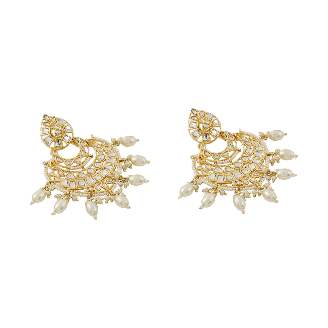 Teejh Heeriye White and Gold Kundan Earring