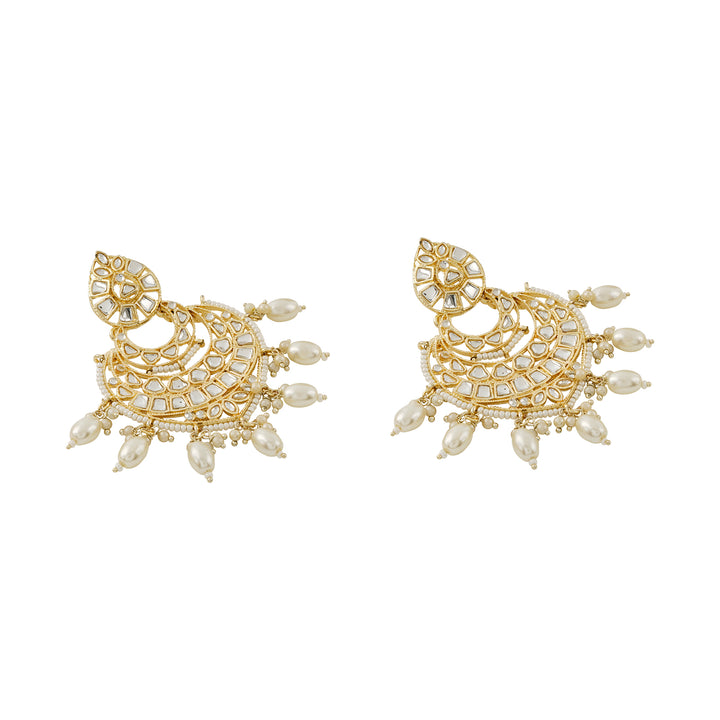 Teejh Heeriye White and Gold Kundan Earring