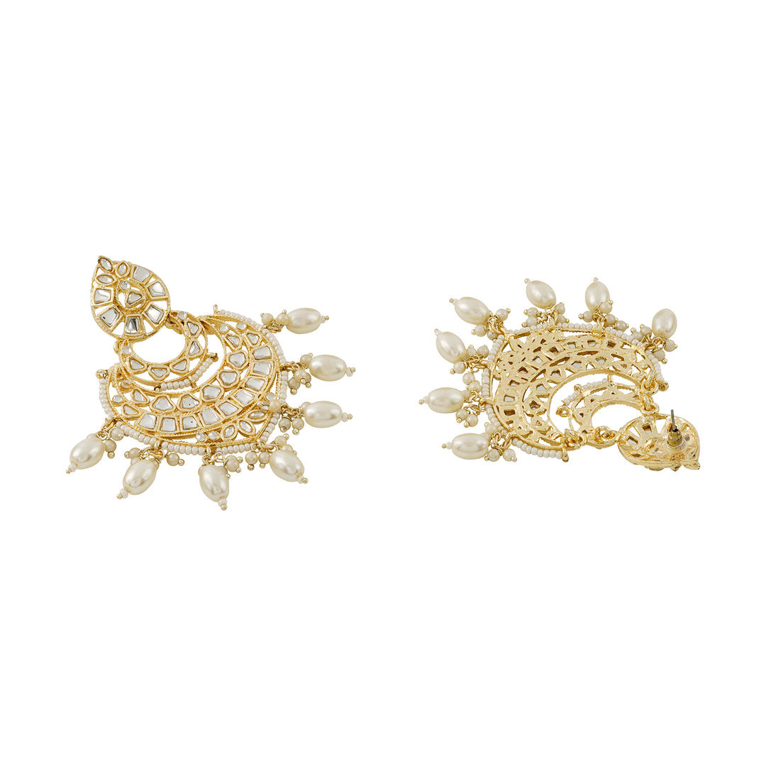 Teejh Heeriye White and Gold Kundan Earring