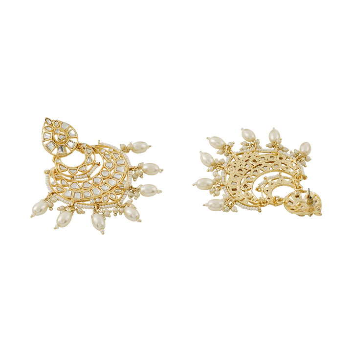 Teejh Heeriye White and Gold Kundan Earring