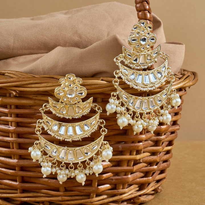 Teejh Nimay White Kundan Gold Earrings