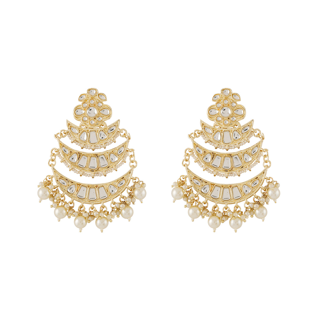 Teejh Nimay White Kundan Gold Earrings