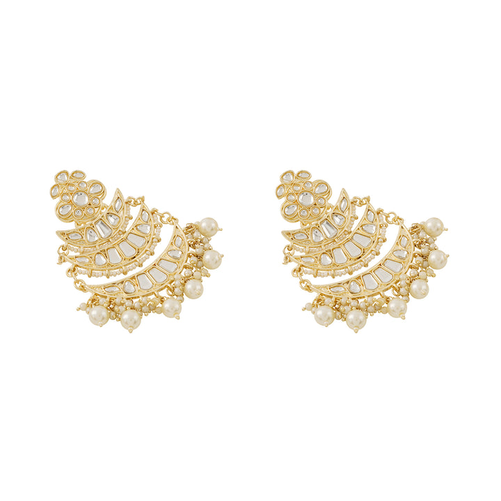 Teejh Nimay White Kundan Gold Earrings