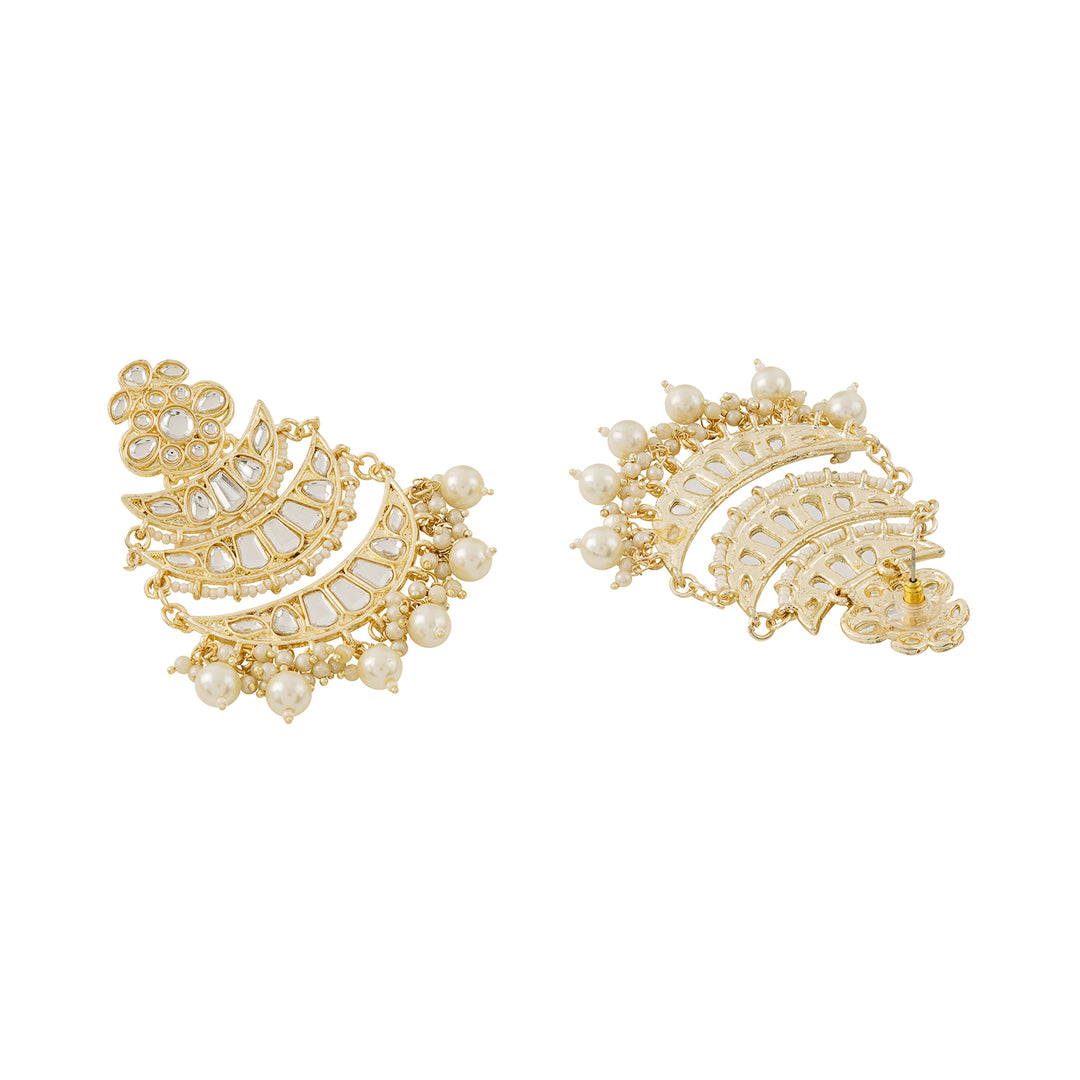 Teejh Nimay White Kundan Gold Earrings