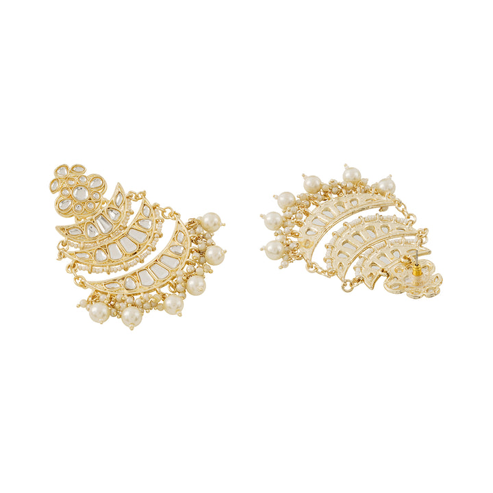 Teejh Nimay White Kundan Gold Earrings