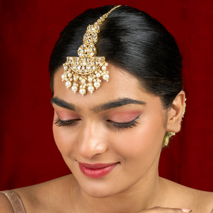 Teejh Mihika Pearl and Polki Gold Maangtika