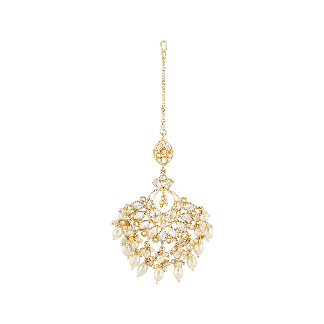 Teejh Mihisha Pearl and Polki Gold Maangtika