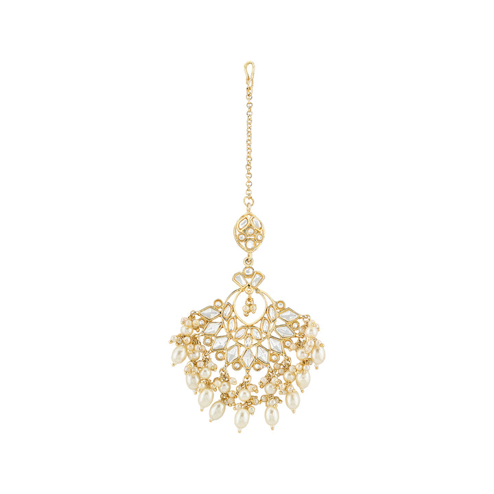 Teejh Mihisha Pearl and Polki Gold Maangtika