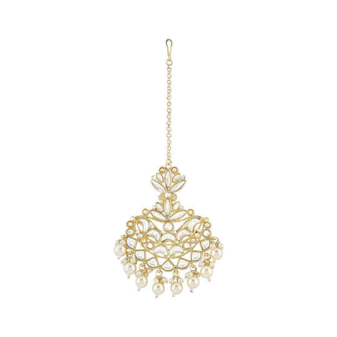Teejh Chandrima Pearl and Polki Gold Maangtika