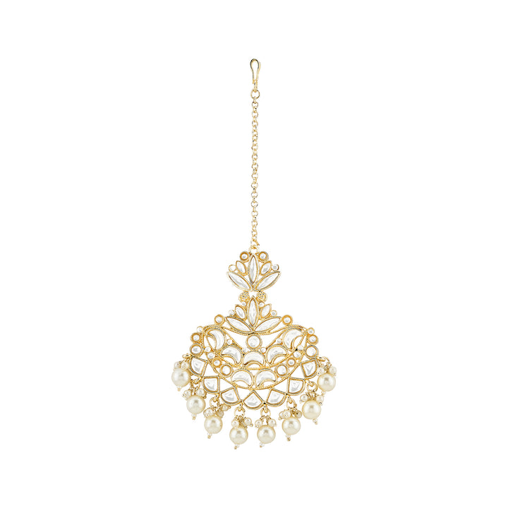 Teejh Chandrima Pearl and Polki Gold Maangtika