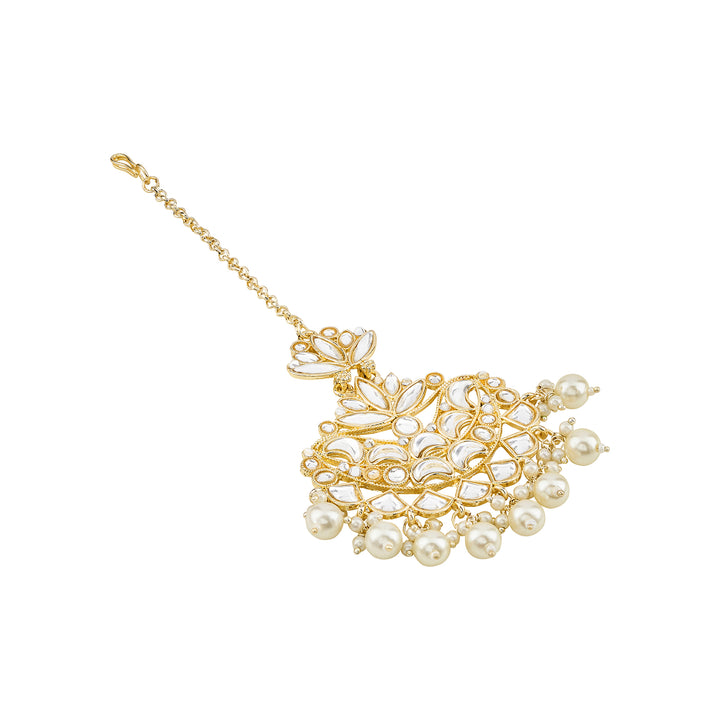 Teejh Chandrima Pearl and Polki Gold Maangtika