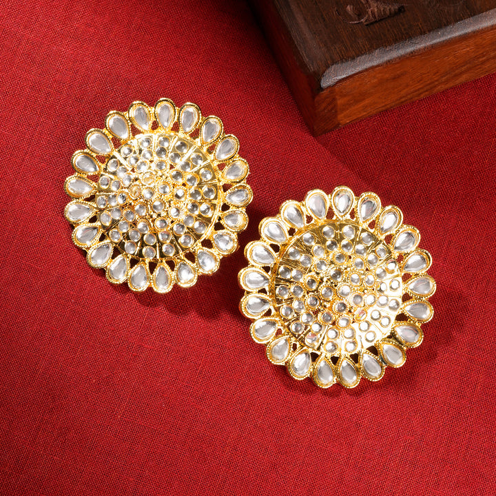 Teejh Fulora Polki Gold Studs