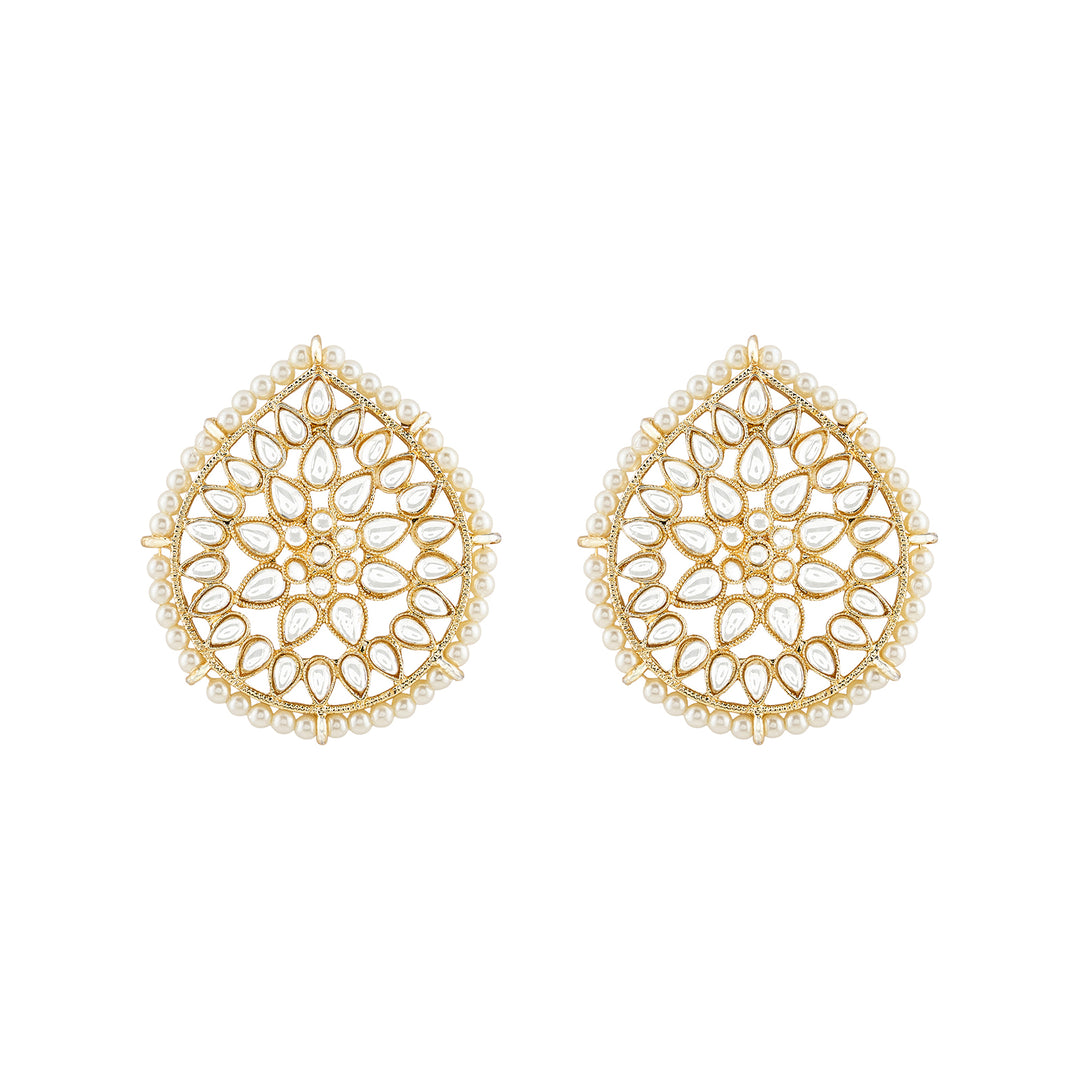 Teejh Tarini Pearl and Polki Gold Studs