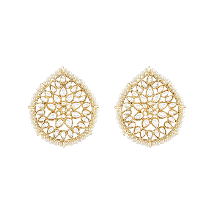 Teejh Tarini Pearl and Polki Gold Studs