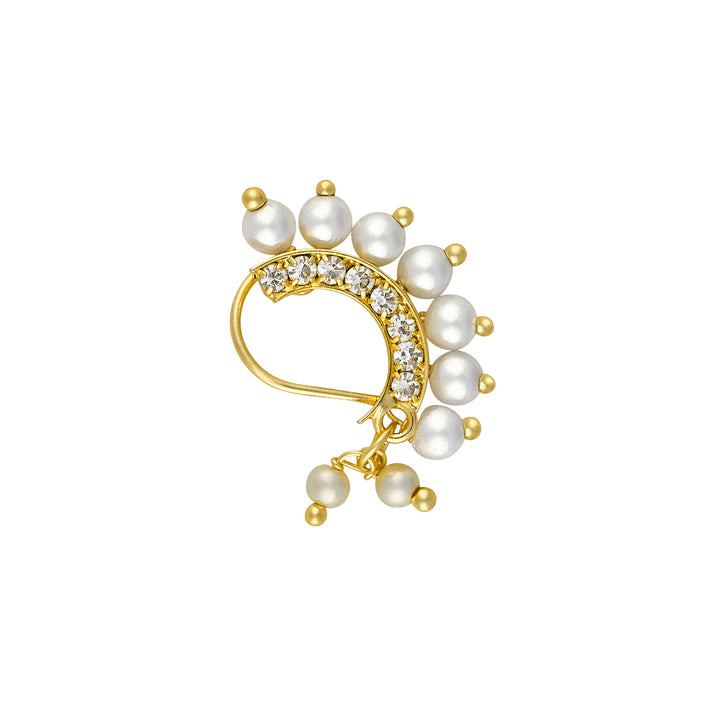 Teejh Hamsini Pearl and White stone Nosepin