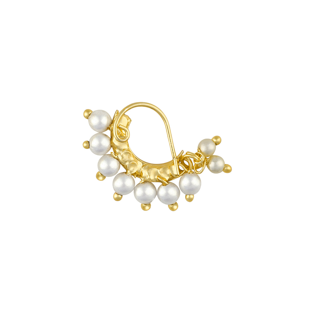 Teejh Hamsini Pearl and White stone Nosepin